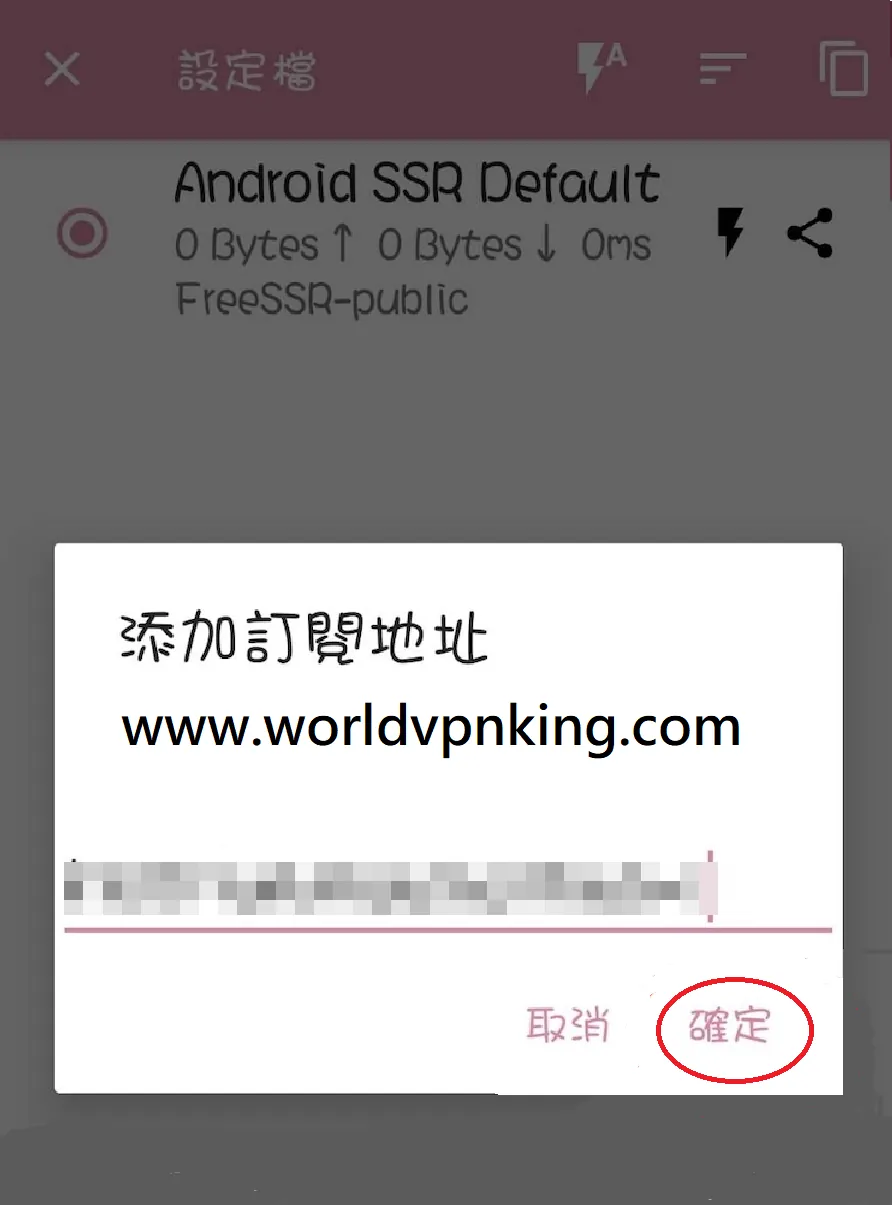 貼上翻牆神手的訂閱連結 畫面